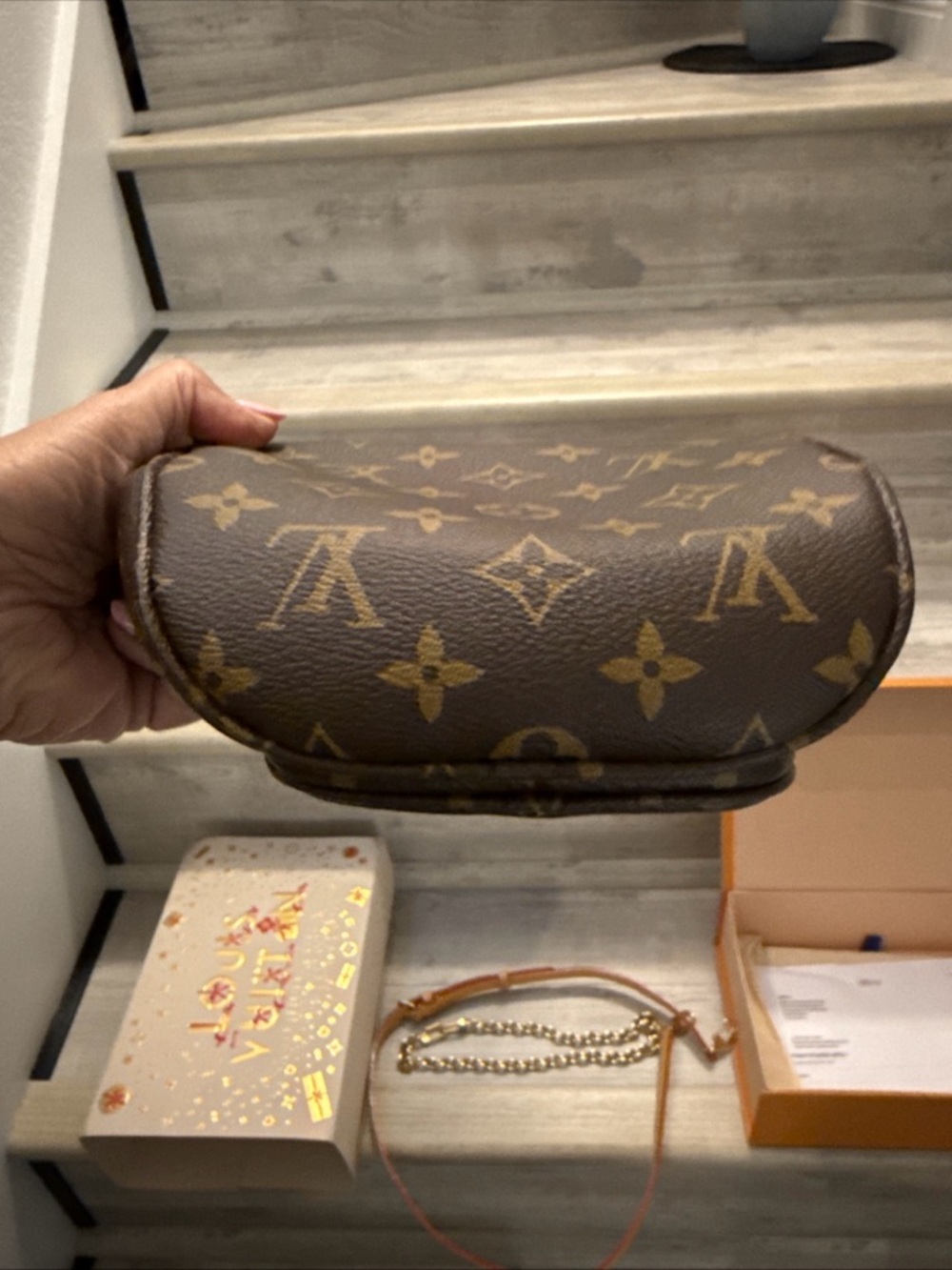 Designer-Style Brown Monogram Crossbody Bag